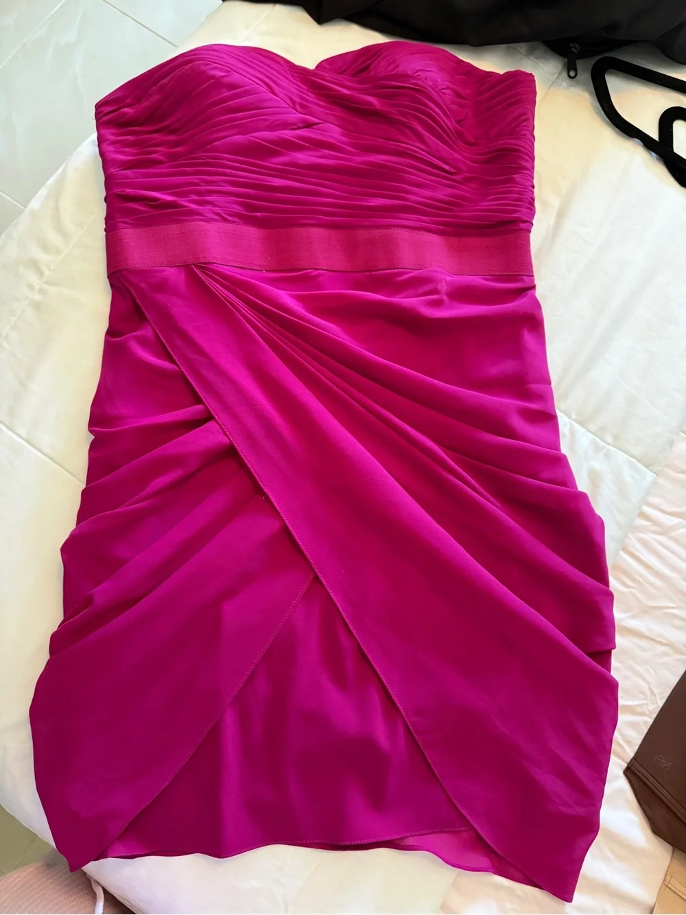Fuchsia Spaghetti Strap Ruched Bodice Dress - Picture 11 of 11